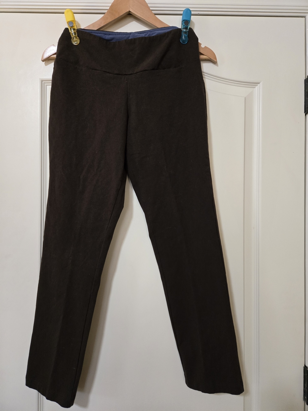 Women with Control Straight-Leg Pants in Deep Brown Pull On Stretch